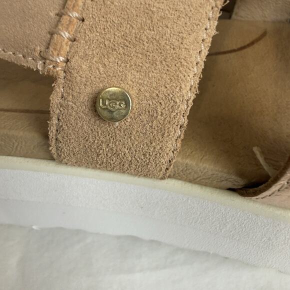 UGG Braelynn Metallic Gold Leather Straps Platform Sandal Womens Size 10 - Picture 7 of 13